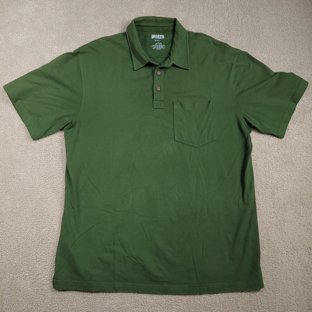 Duluth Trading Co Longtail T Polo Shirt - Men's L Green Short Sleeve Pocket